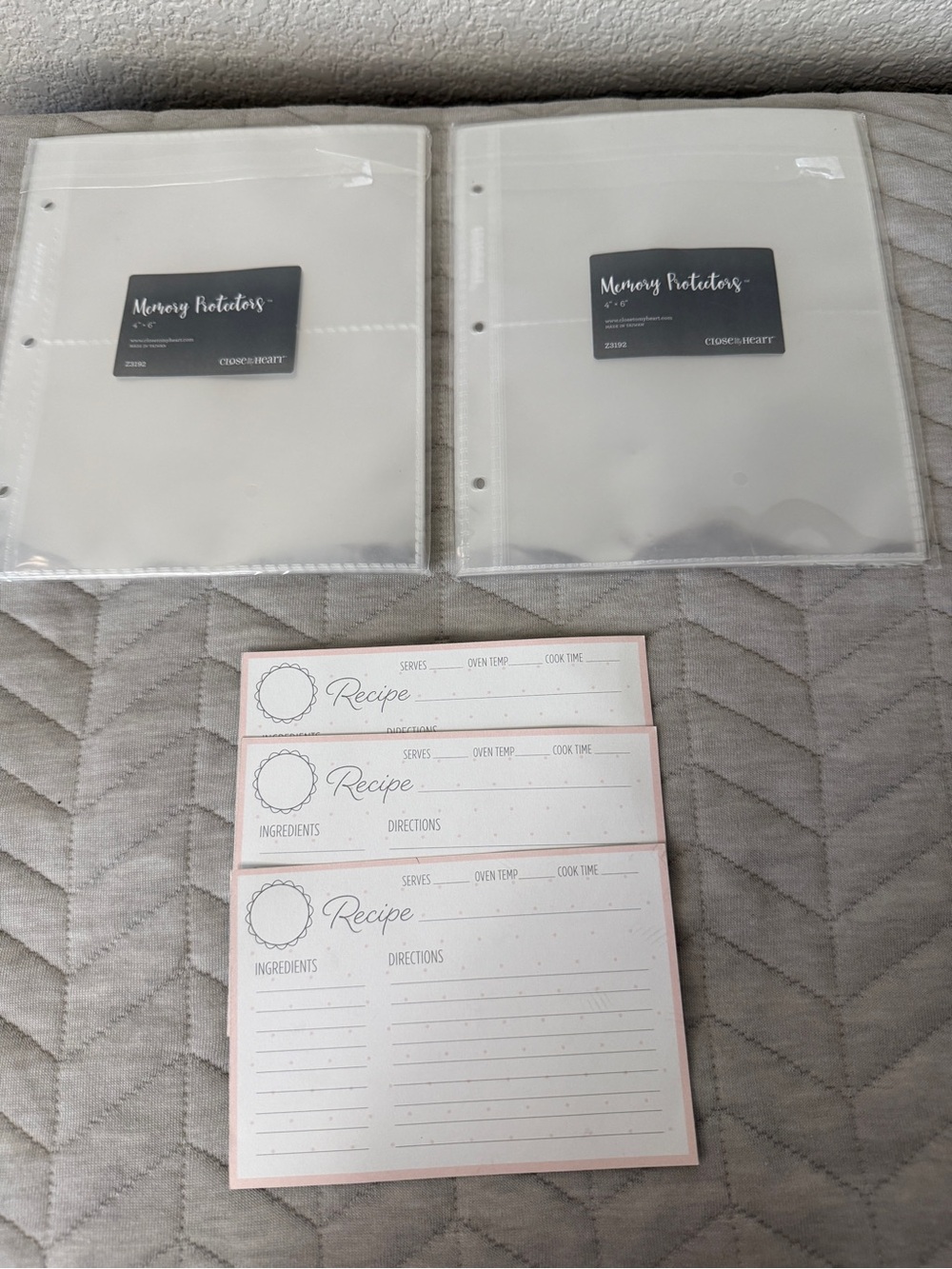 Close to My Heart Memory Protectors 4x6 Packets & Recipe Cards New